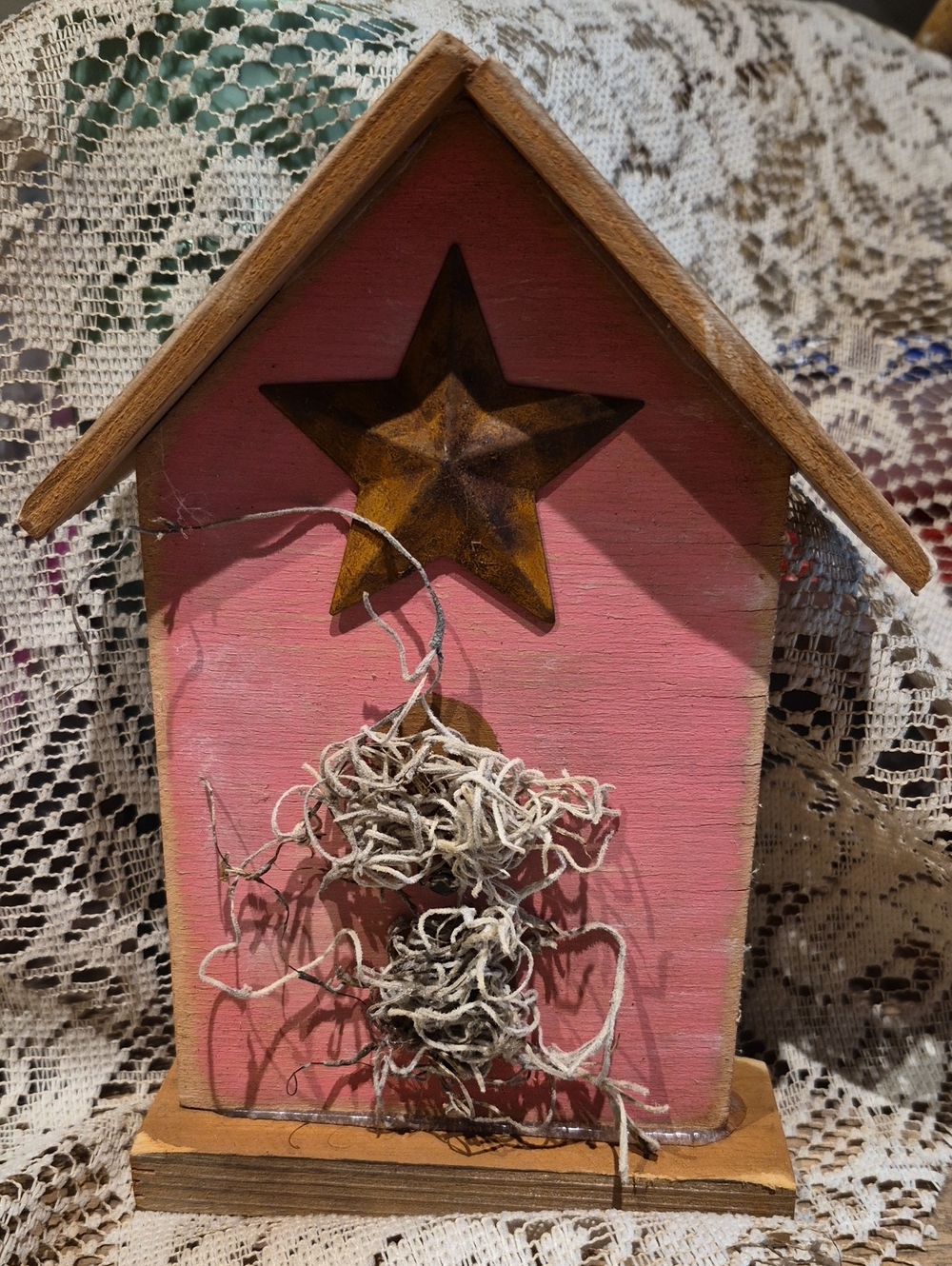 Primitive Birdhouse (Pink & Brown)